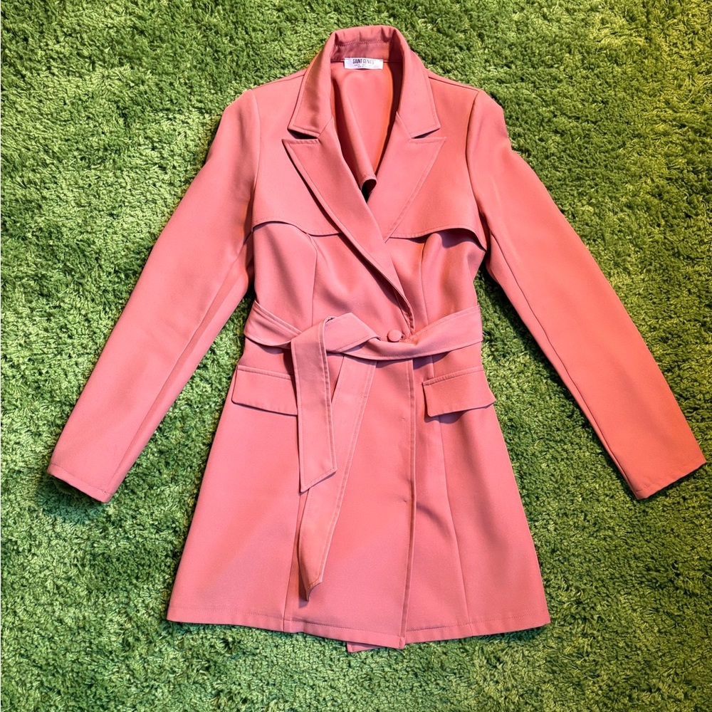 Saint Genies Coral Backless Blazer Mini Dress